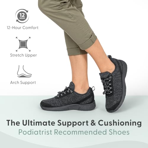 Orthofeet Women's Orthopedic Tie-Less Knit Sneakers for Foot Pain Relief Coral2