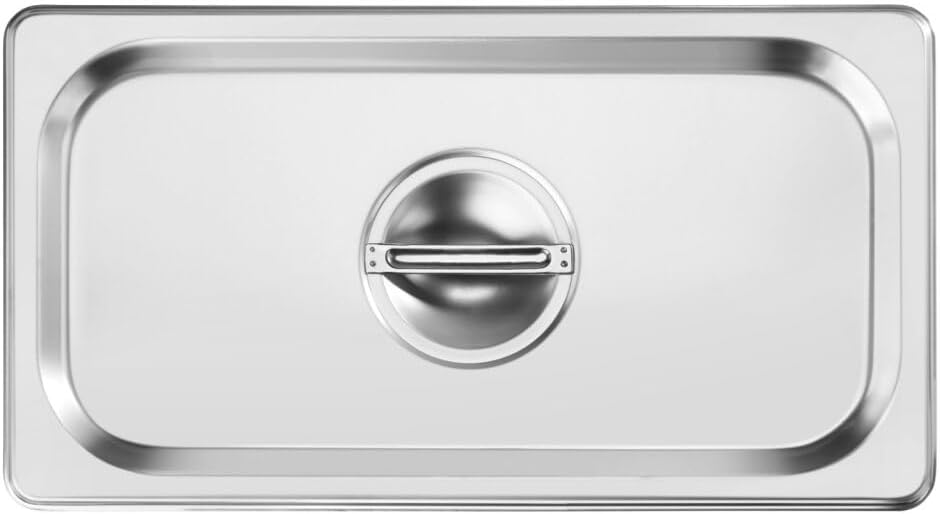 New Star Foodservice 1/3 Size Steam Table Pan Cover, Solid, 18/8 Stainless Steel, 24-Gauge