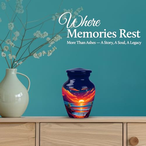 Image of Beach Urn - Memorial Urn for Human Ashes - 3 Inch - Pack of 2 - Small Keepsake Urns for Mom & Dad - Cremation for Human - Unique Urns for Adult Ash