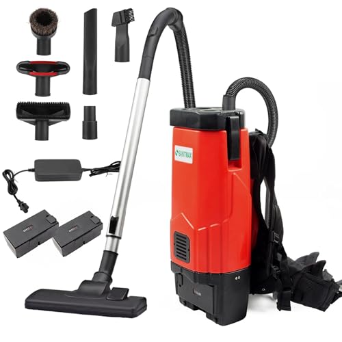 SANITMAX SM05-D Backpack Vacuum Cleaner, 106 CFM, 1.3 Gal Capacity, Dual Battery Pack, Up to 60 Min Runtime, Lightweight for Commercial & Industrial Use