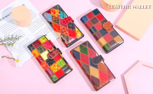 Eysee Wallets for women large Capacity Genuine Leather, Long Stitching wallet multi color2