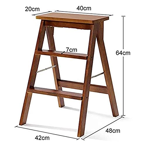 Taburete plegable de madera maciza con 3 escalones para el hogar y cocina 3