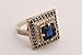 Turkish Handmade Jewelry Small Square Shape Sapphire and Round Cut Topaz 925 Sterling Silver Jewelry Set Earrings,Pendant and Ring Size Option
