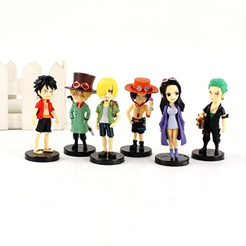 Image of Trunkin One Piece 6 Pcs Small Anime Action Figure Set Luffy Zoro Sanji Ace Sabo Robin PVC Figures Weeb Manga Collection Model Doll Gift Action Figurine