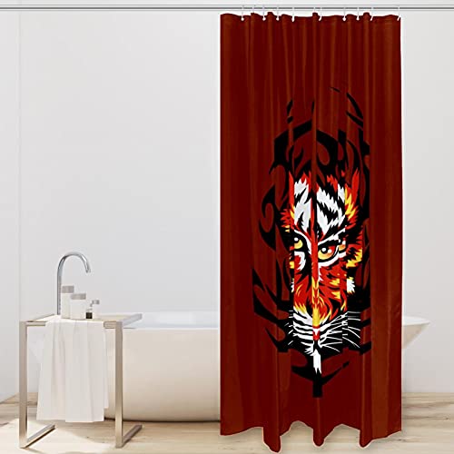 Rideau de douche tigre rouge 183 cm étanche et résistant