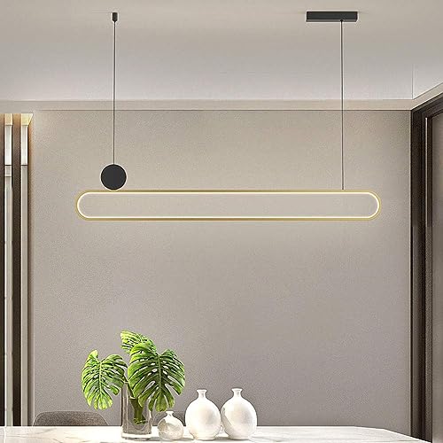 Lampe suspendue rectangulaire LED or dimmable pour table à manger et îlot - 5