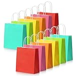 Small Paper Gift Bags with Handles - 30 Pack 8.7"x3.5"x7.9" Colorful Party Favor Bags Bulk, Parmedu Gift Bags for Christmas, Birthdays, Weddings, Festivals, and Parties (6 Colors)