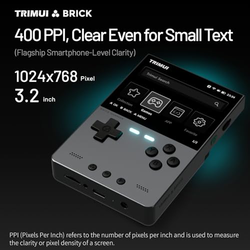 Image of TRIMUI Brick Hammer Retro Handheld Game Console - Metal CNC Aluminum Alloy Body, 3.2 inch IPS Screen, 8GB Storage, Expandable to 1TB, Built-in 3000mAh Battery Black-64G