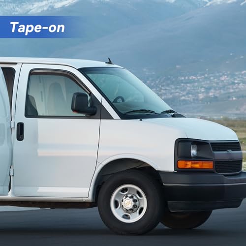 Image of Window Visors Rain Guards Shield for 1996-2025 Chevy Express Van /GMC Savana, Out-Channel Window Vent Wind Deflectors Visors Shades