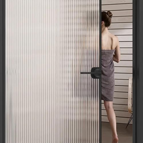 Image of WOO Home Frosted Glass Window Film & Stickers (24 X 150 Inchs) Privacy Window Cover for Home & Office - Easy Apply, UV Protection, Removable Decorative Film (Fluted Film 2 X 12.5 SQFT)