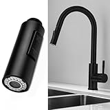 KoiLykke Pull Out Spray Shower Head Kitchen Sink, G1/2'' for Replacement Tap Sprayer with 2 Spray Modes (Centralized Injection), Black ABS