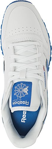 Reebok garçon CL Leather Reflect Chaussures de Running, Blanco/Azul/Plateado (White/Blue Sport/Silver Met), 36