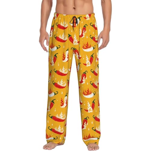 Hot Chilli Print Men'S Pajama Pants Soft Sleep Lounge Pants With Pockets-