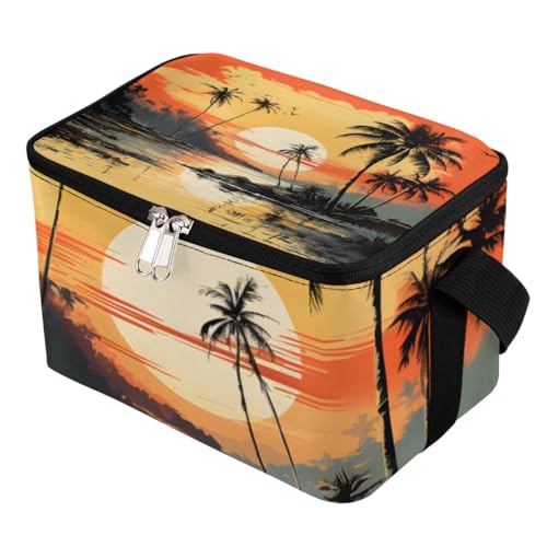 GzLeyigou Lunch Bags for Women Men 9 Cans,Summer Tropical Beach Hot & Cold Food Delivery Bag Insulated Grocery Bag Insulated Lunch Box Coconut Palm Cooler Bag for Office Work Picnic Beach