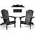 GLANC Folding Adirondack Chair Set of 2, HDPE All-Weather Outdoor Patio Fire Pit Chairs Lawn Chair for Poolside Backyard Deck Balcony, Wooden Textured with Cup Holder, 380LBS Capacity (Black)