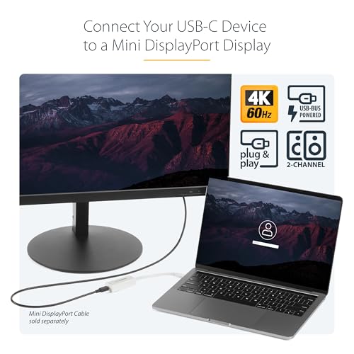 Image of USB C to Mini DisplayPort Adapter - 4K 60Hz - USB C Adapter - USB-C to Mini DisplayPort - USB C Dongle - USB C to MDP Adapter