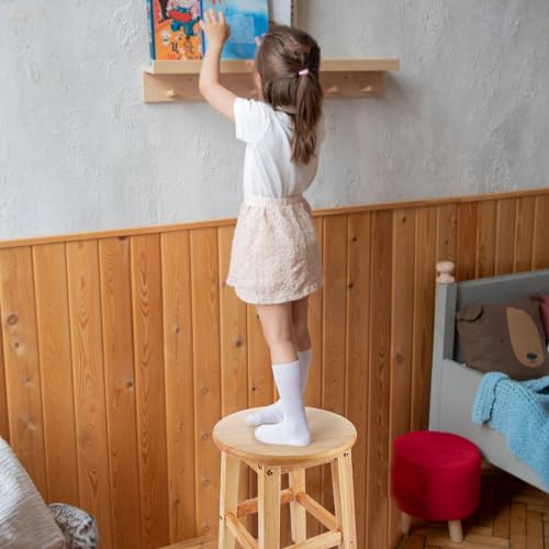 Taburete redondo de madera maciza de 45 cm ASelected para ganar espacio en casa 7