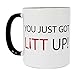 You Just Got Litt Up! Tasse - Spruch von Louis Litt aus TV-Serie Suits - weiÃŸer Kaffeebecher innen & Henkel schwarz, spülmaschinenfest