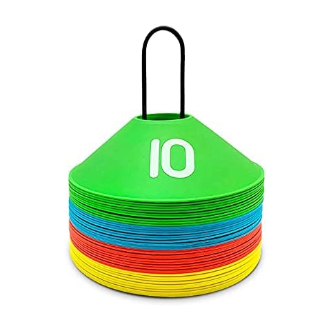 i-SCREAM Numbered Sports Disc Cones– Multicolor Set of 40 Pieces, Soft and Flexible, Playing Field Makers with Steel Holder, Carry Bag for PE/Gym Classes, School Activities, Games, Sports Training Cover