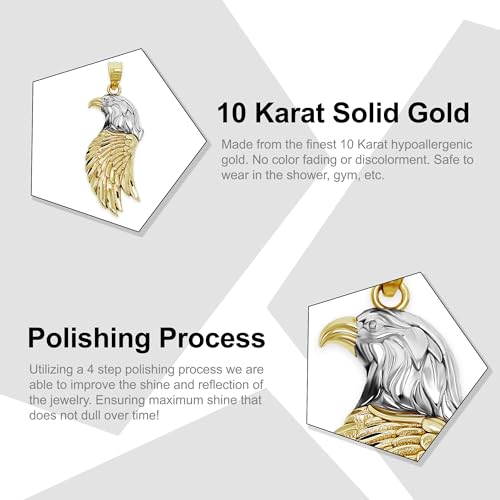 Gold Bald Eagle Charm Pendant - 10 Karat Gold - Eagle Jewelry - Animal Pendant - American Eagle Charm Jewelry2