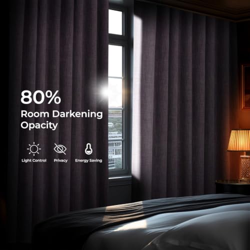 Image of HPD Half Price Drapes - Faux Linen Curtains for Living Room (1 Panel) - 50W X 96L - Textured Room Darkening Curtains for Bedroom 96 Inches Long - Drapes for Home Decor, Iris