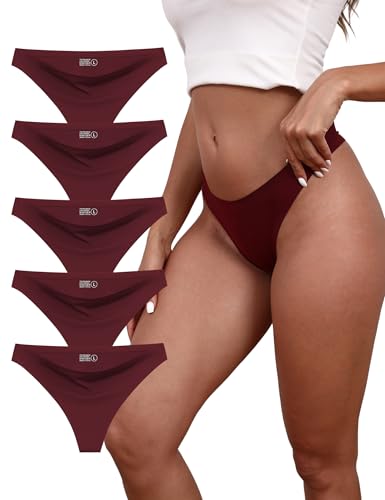 Image of Seamless Underwear for Women, No Show Stretch Bikini Panties, Silk Crotch, Invisible Hipster, 6-Pack