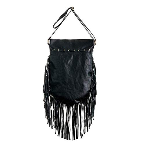 Black Boho Bag | Real Leather | Fringe Purse | Bohemian Bags | Hobo Tote Handbag #TOP1