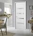 Pantry Kitchen Lite Door 28 x 80 with Hardware | Quadro 4113 White Silk with Frosted Opaque Glass | Single Pre-Hung Panel Frame Trims | Bathroom Bedroom Sturdy Doors