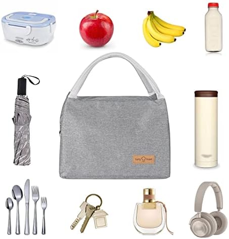 Lunch Bag for Women Men, WantGor Reusable Large Lunch Tote Bag Box for Work, School, Picnic or Travel (Grey)