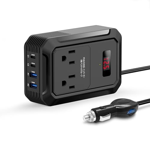 BESTEK インバーター シガーソケット コンセント 200W 修正正弦波 PD 出力対応...