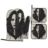 Juego de impresión AKGFFDS de 4 piezas con forro suave y aislamiento grueso para cocina y barbacoa al aire libre