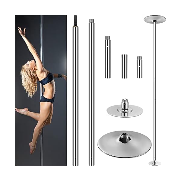 Pole Dance dansstang, diameter 45 mm, van 2,23 m – 2,74 m in hoogte verstelbaar, statisch en draaibaar, roestvrij staal…