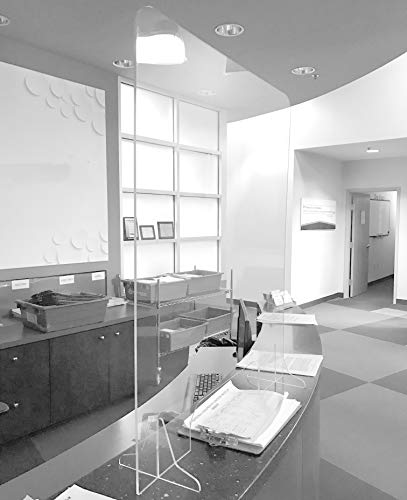 Protective Sneeze Guard – 30”W By 36”H - Clear Acrylic Plexiglass Shield For Counter, Reception Desk, Next-Day Shipping, ¼” Thick, 4"X15" Pass Thru Opening #TOP3