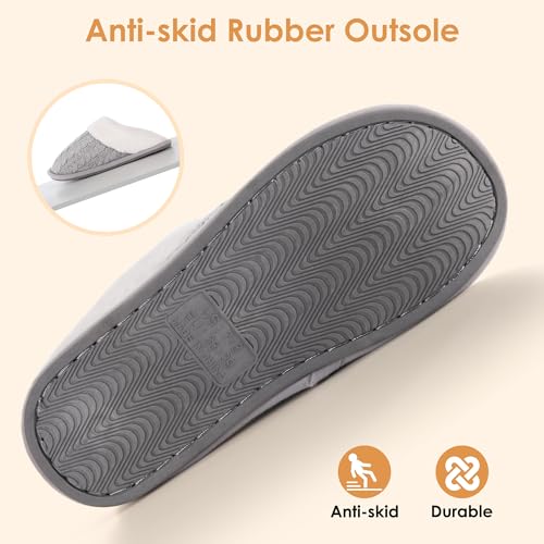 Image of Winter Fuzzy Slippers for Women,Cozy Memory Foam House Shoes Soft Cable Knit Non-Slip indoor Slippers