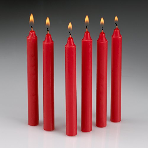 60 Chime Red Taper Candles 4 Inch X 7/16 from a Inch Thick Burn 1.1/2 Hour