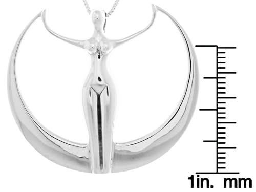 Sterling Silver Large Moon Goddess Pendant Necklace 18"3