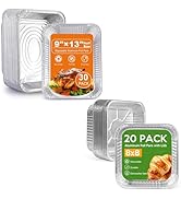 30 Pack Aluminum Foil Pans 9x13 Disposable bundle with 20 Pack 8"x8" Square Baking Pans