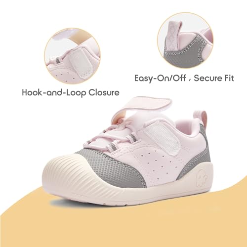 Image of Balabala Girls Boys Toddler Sneakers Wide Toe Box Walking Shoes | Unisex Kids Sneakers with hook-and-loop straps, non-slip soles, soft heel cushion, and flexible support for play