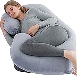 C Shaped Pregnancy Pillows - Full Body Pillow for Maternity Support - Sleeping Pillow for Pregnant Women with Washable Cover, Grey