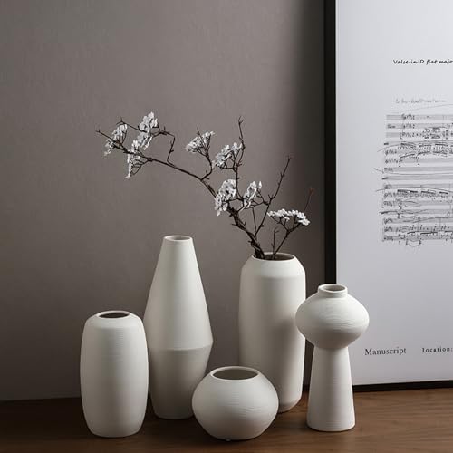 Vase Wabi-Sabi céramique blanche brossée grand format salon