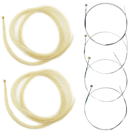 DLAND Violin Strings 4/4 Full Set, with Nickel Plated Ball Head, with 2 sets of Violin Bow Hair, for...