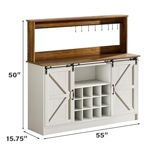4ever2buyfarmhousecoffeebarcabinetwith8hooks55kitchenhutchcabinetwithstoragewhitecoffeebarwithslidingbarndoorswinebarcabinetwith12racksforlivingdiningroom Urban Country Home Decor 4ever2buy farmhouse coffee bar cabinet with 8 hooks 55 kitchen hutch cabinet with storage white coffee bar with sliding barn doors wine bar cabinet with 12 racks for living dining room urban country home decor