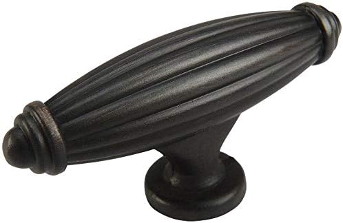 25 Pack - Cosmas 7121ORB Oil Rubbed Bronze Country Style Cabinet Hardware Ribbed Knob - 2-9/16" Inch Long x 11/16" Wide