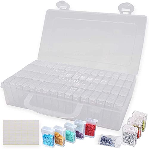 Rzjzgz 64 Grid Diamond Embroidery Box Jewelry Drill Storage Boxes Clear Plastic Diamond Painting Accessories Boxes cover