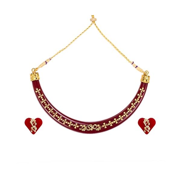 MANIKYA Traditional Necklace Pola - Hasli set Brass and Acrylic Simple Jewellery For Woman and Girls