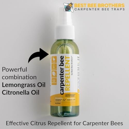 Best Bee Brothers Citrus Carpenter Bee Repellent Spray, Effective Long-Lasting Citrus Spray Made with Essential Oils, 2 Oz.