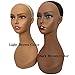 Voloria 4PCS Wholesale Realistic Female Mannequin Head Long Neck Manikin PVC Head Bust Wig Model Head Stand with Makeup Wigs,Hats,Sunglasses,Necklace,Jewelry (Dark), Brown (voloriamannequin4pieces)