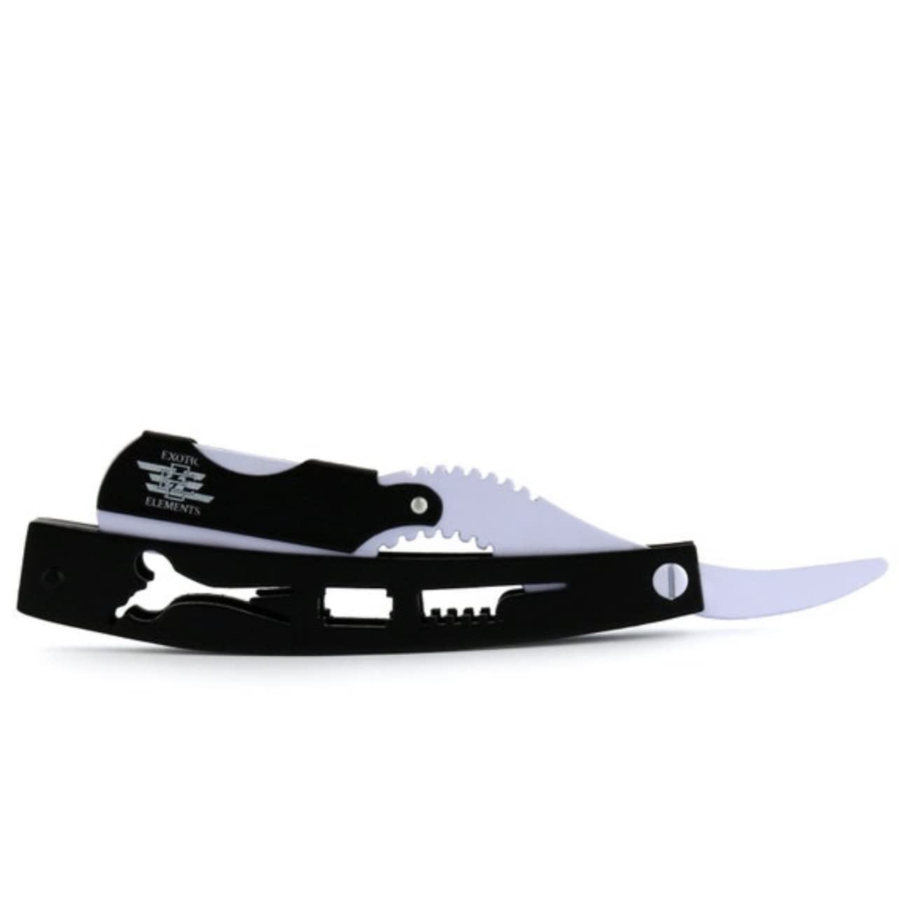 Lightweight Stainless Steel Barber Shaving Razor - Black and White Perfect Fit Straight Edge Shaving Blade