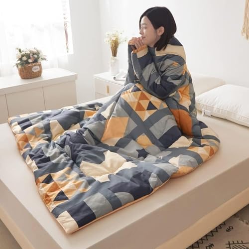Soft Lazy Quilt with Sleeves, Winter Warm Thickened Wearable Quilt Winter Lazy Couch Blanket Quilt Walking Blanket - Image 5