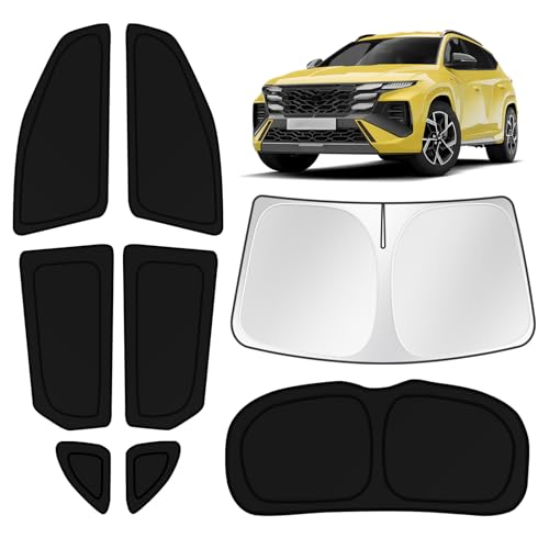 Image of KUST Car Window Shades for Hyundai Tucson 2016-2020 2021 Windshield Sun Shade Side Window Cover UV Block Privacy Protection Accessories for Camping Blackout Rear Back Full Set 8PCS